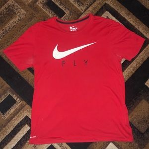 Men Red Nike Fly Swoosh T-Shirt Size Large